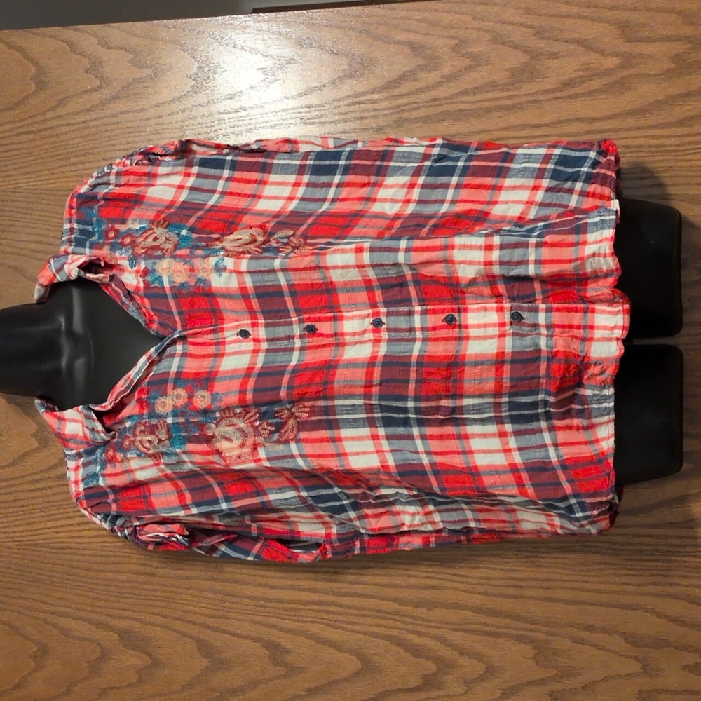 Maurices Red and Blue Plaid Women's Top